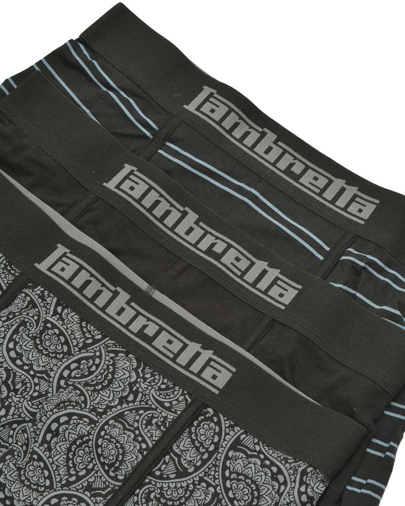 Lambretta 3 Pack Paisley Boxers Black/Grey - 1152 - Image 2