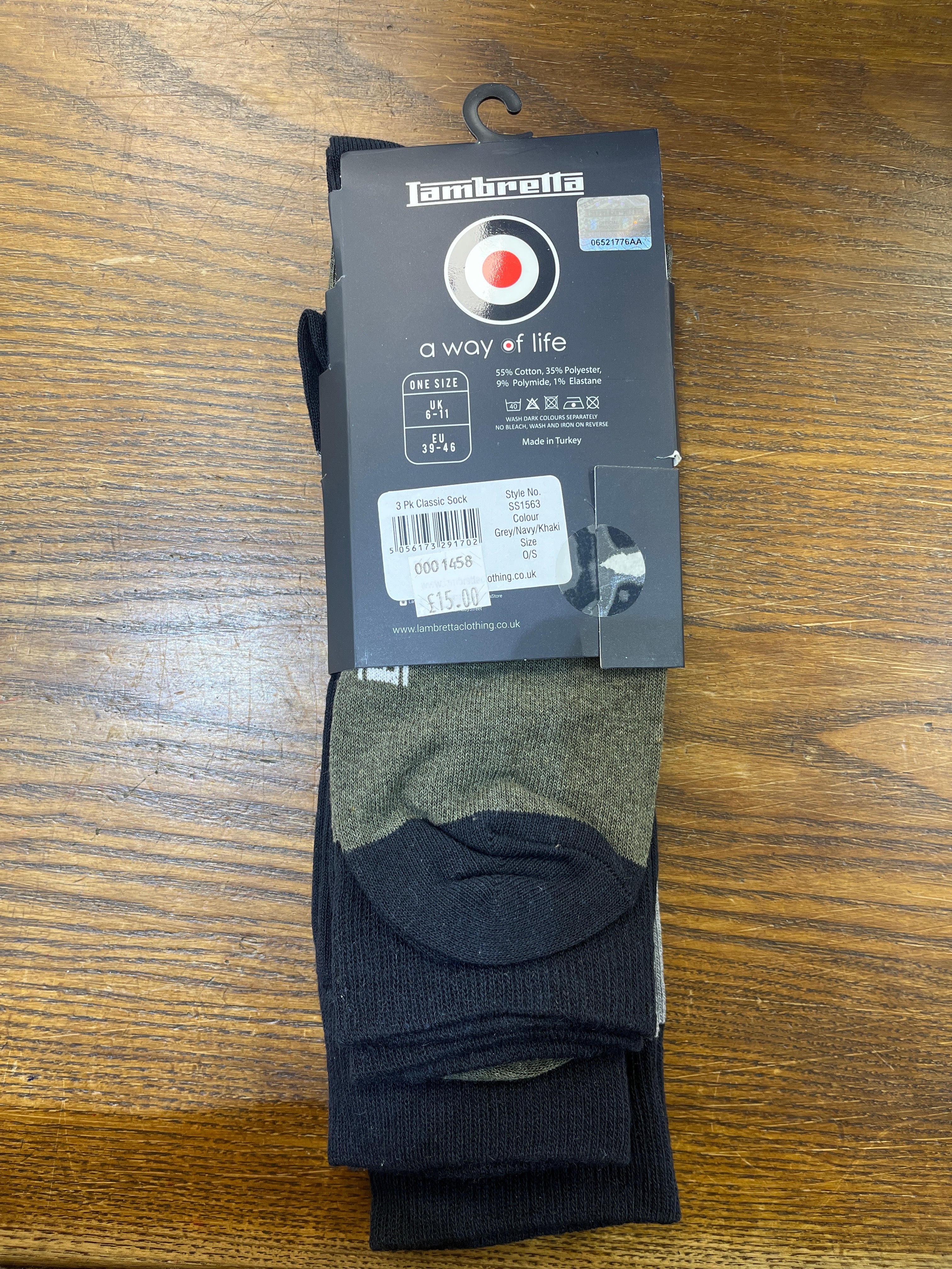 Lambretta 3 Pack Paisley Target Socks Grey/Navy/Khaki - 1458 - Image 4