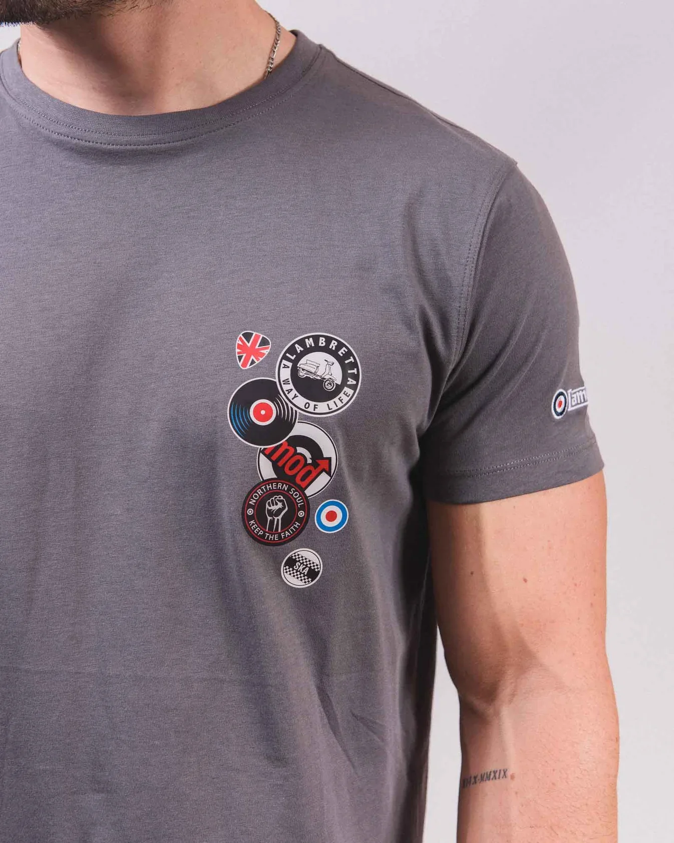 Lambretta Badges Tee Iron Grey - 208