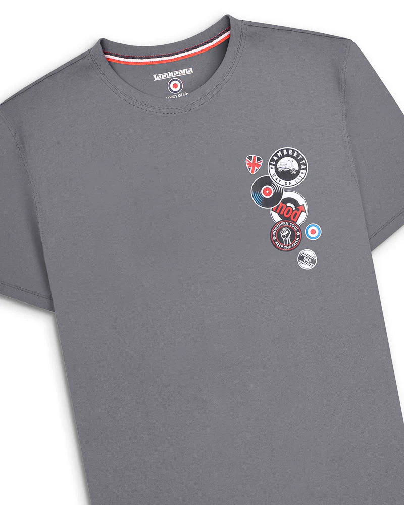 Lambretta Badges Tee Iron Grey - 208 - Image 2