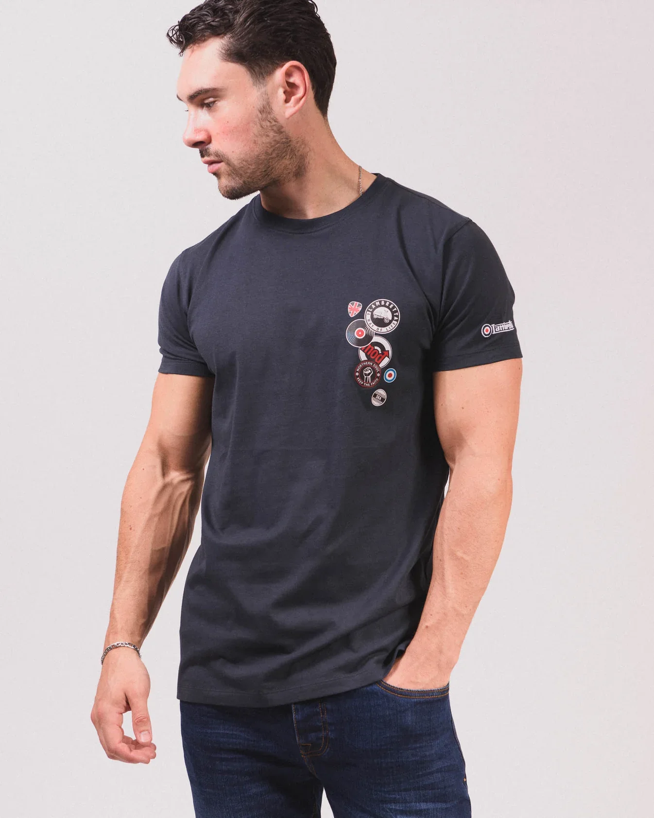 Lambretta Badges Tee Navy - 284
