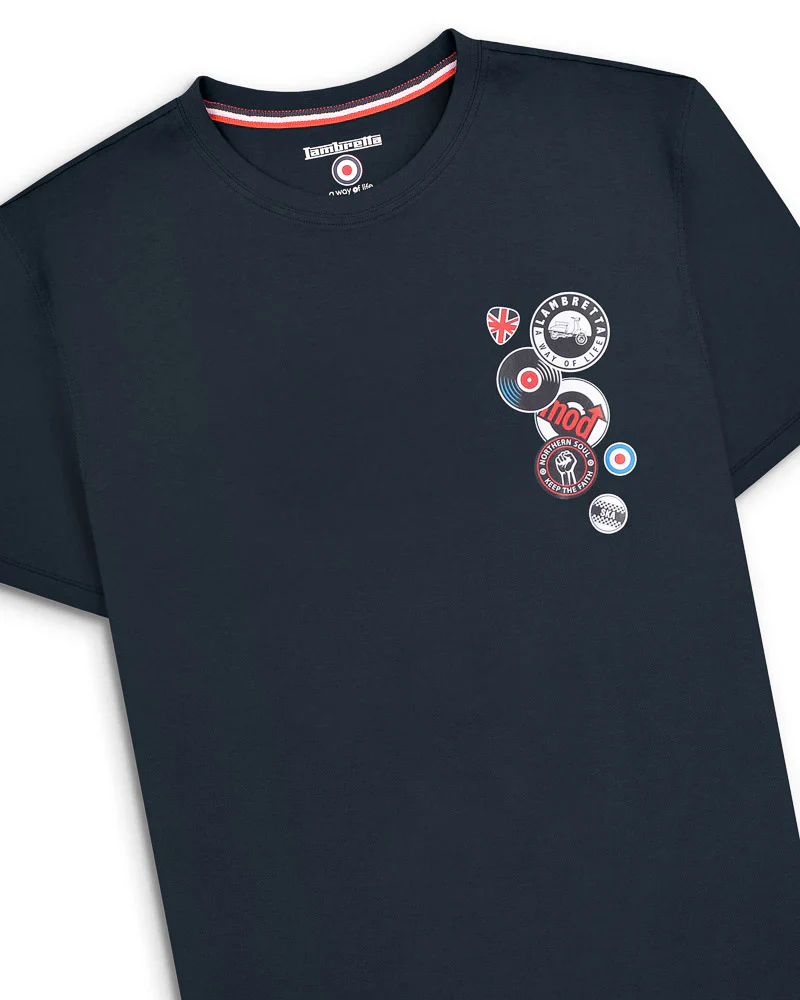 Lambretta Badges Tee Navy - 284 - Image 2