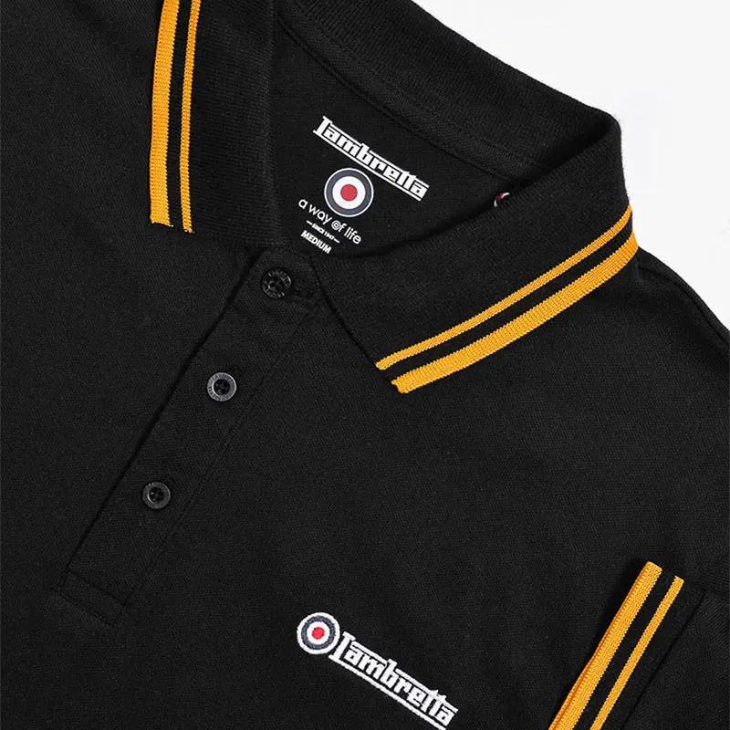 Lambretta Twin Tipped Polo Top Black & Gold - 056 - Image 3