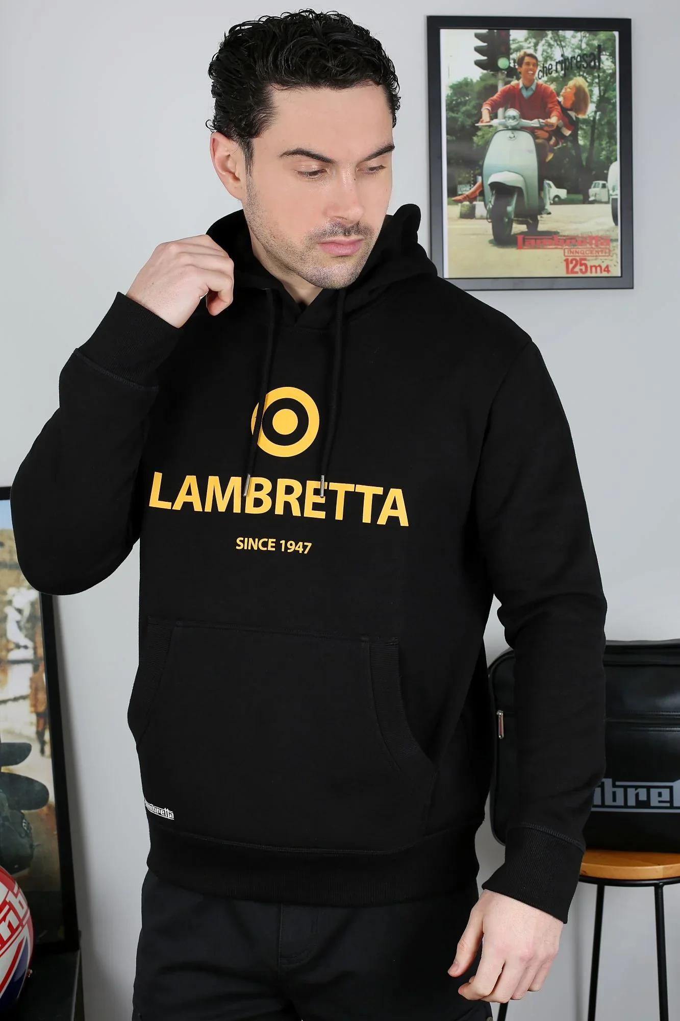 Lambretta Brand Target Hoodie Black/Gold - 404