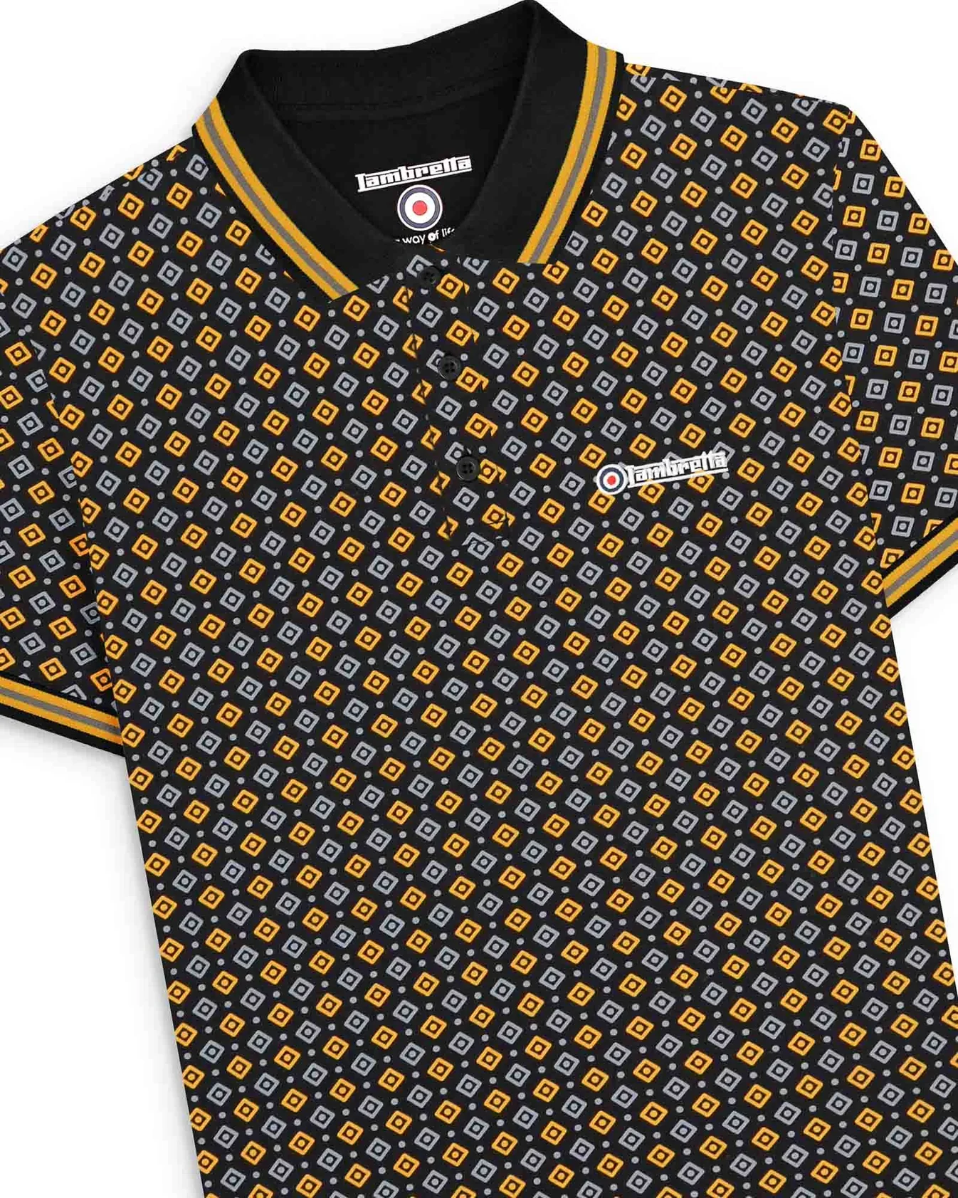 Lambretta GEO AOP Polo Black / Gold - 096 - Image 4