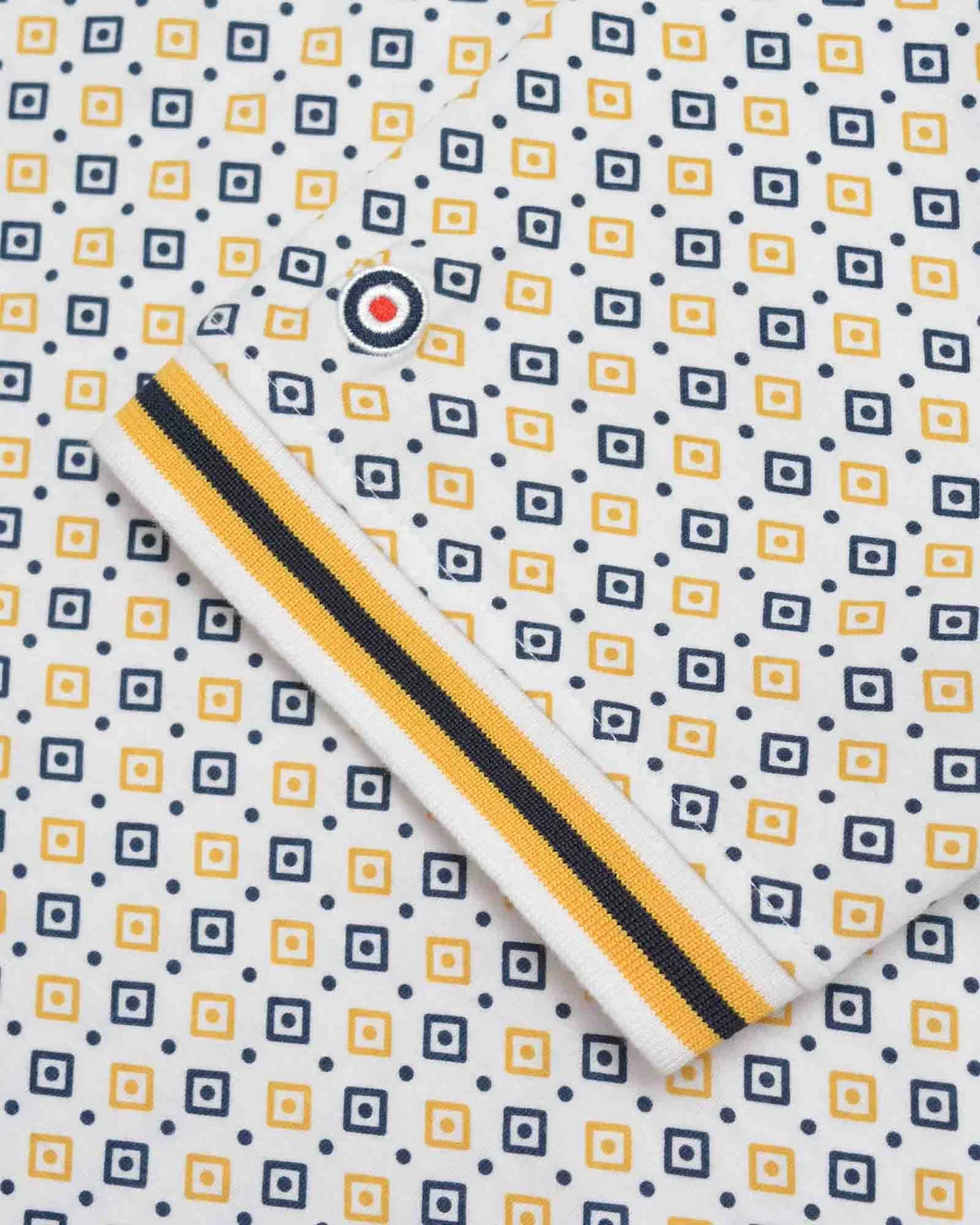 Lambretta GEO AOP Polo White Navy/Gold - 103 - Image 6