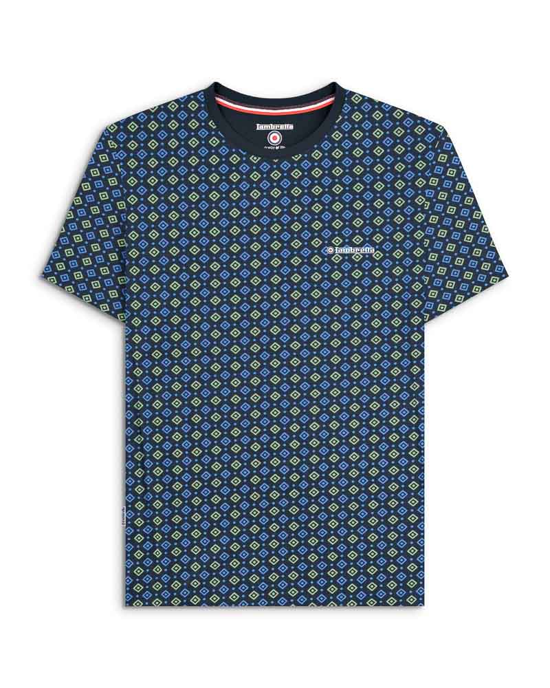 Lambretta GEO AOP Tee Navy/Basil - 229 - Image 2