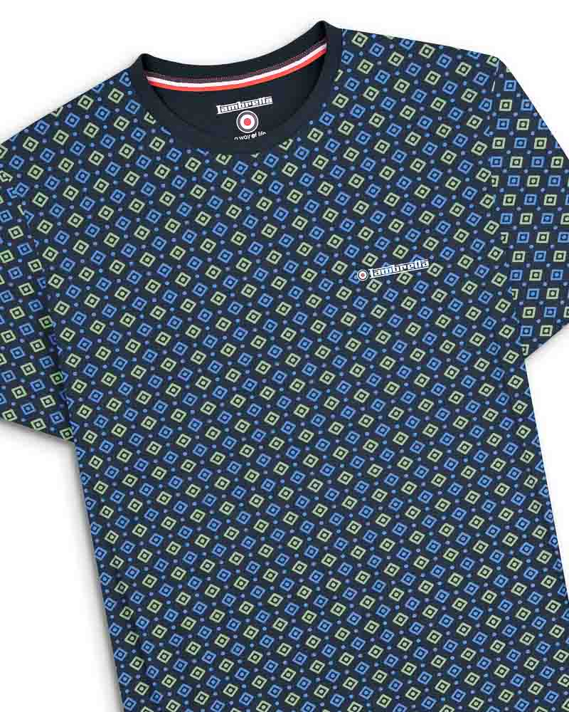 Lambretta GEO AOP Tee Navy/Basil - 229 - Image 3