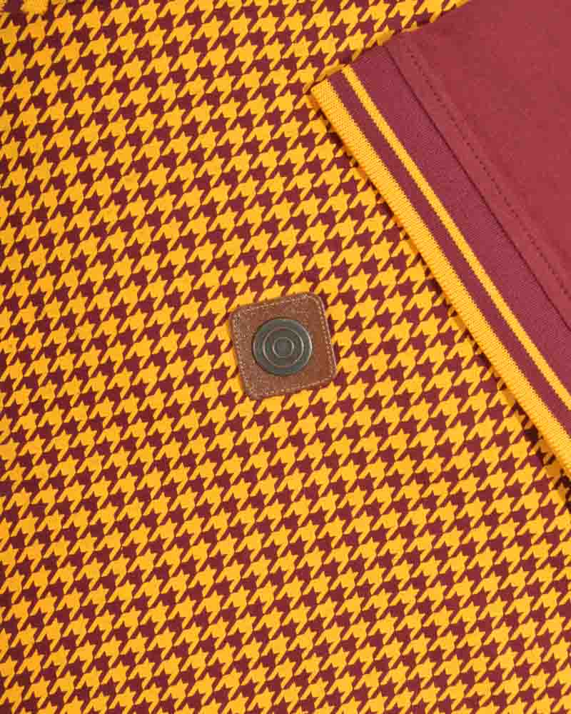 Lambretta Hounds Tooth Polo Burgundy/Gold - 090 - Image 4