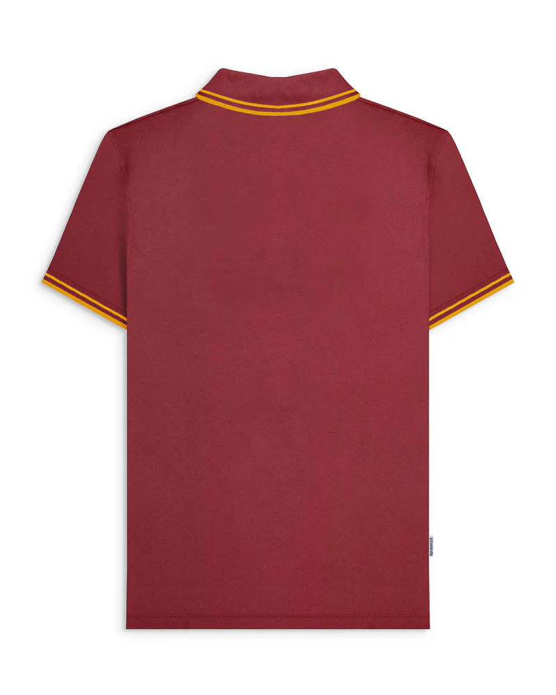 Lambretta Hounds Tooth Polo Burgundy/Gold - 090 - Image 6