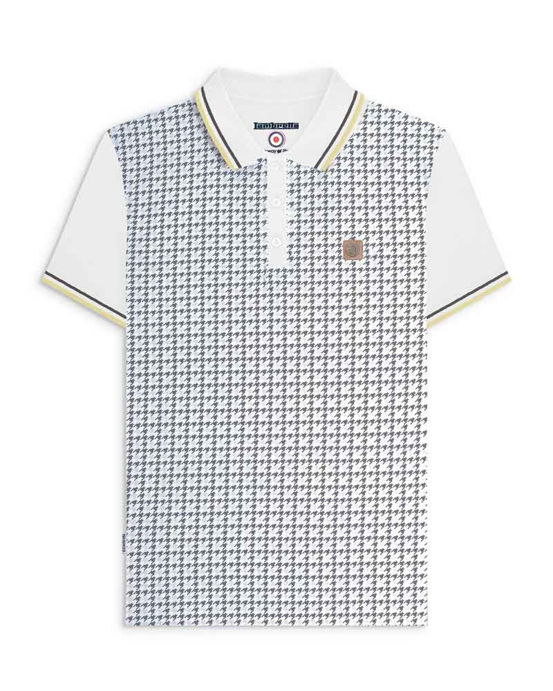 Lambretta Hounds Tooth Polo White/Iron/Silver - 085 - Image 2