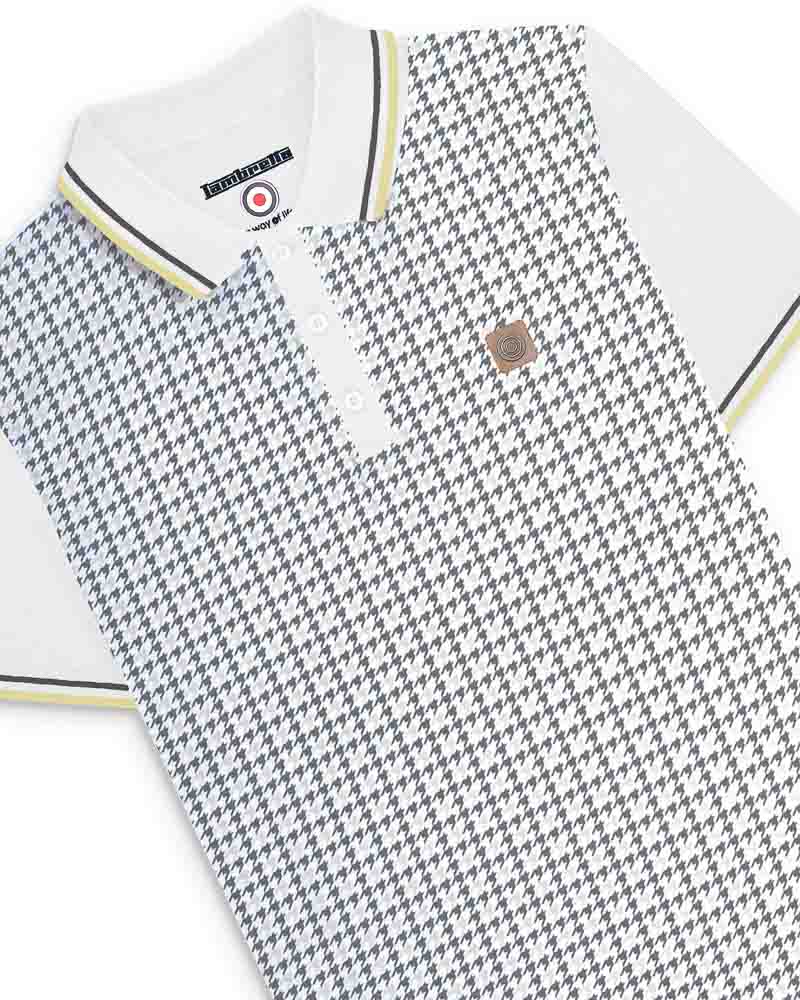 Lambretta Hounds Tooth Polo White/Iron/Silver - 085 - Image 3