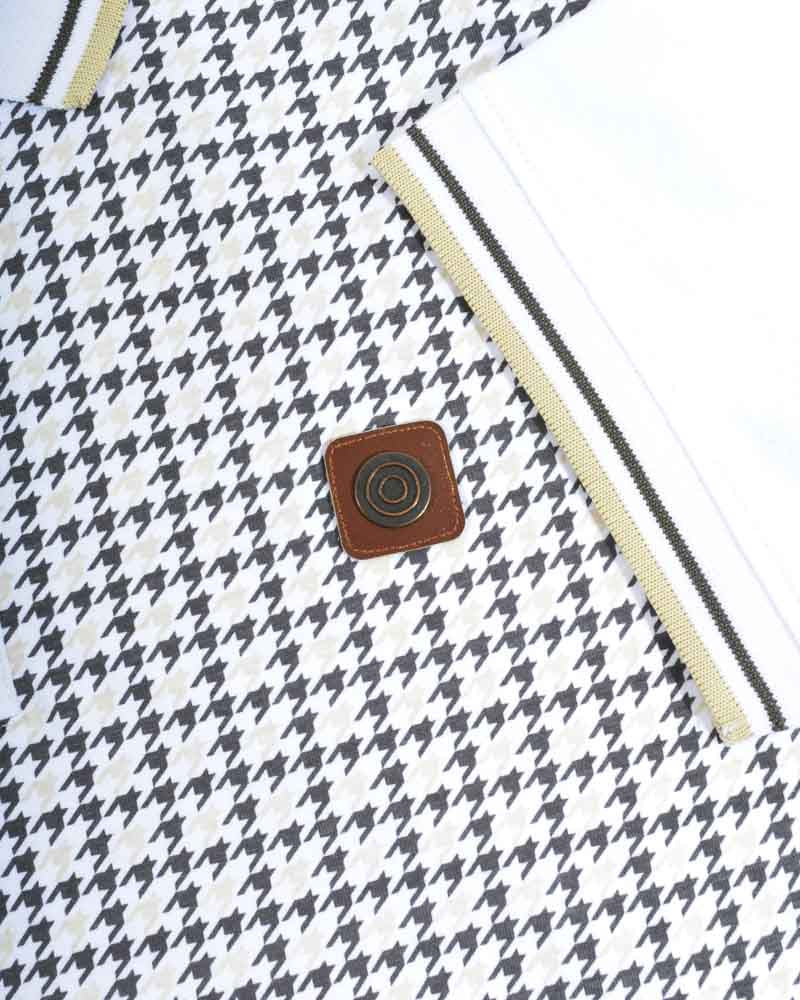 Lambretta Hounds Tooth Polo White/Iron/Silver - 085 - Image 4
