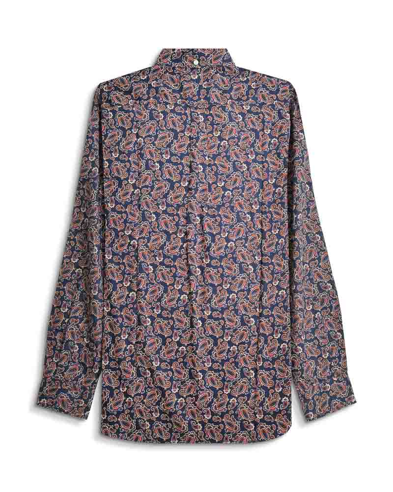Lambretta Long Sleeve Paisley Shirt Navy - 015 - Image 3