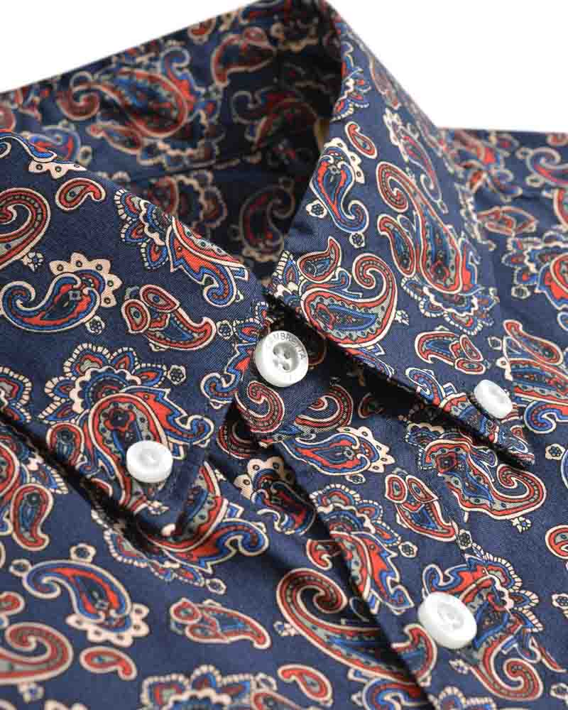 Lambretta Long Sleeve Paisley Shirt Navy - 015 - Image 4