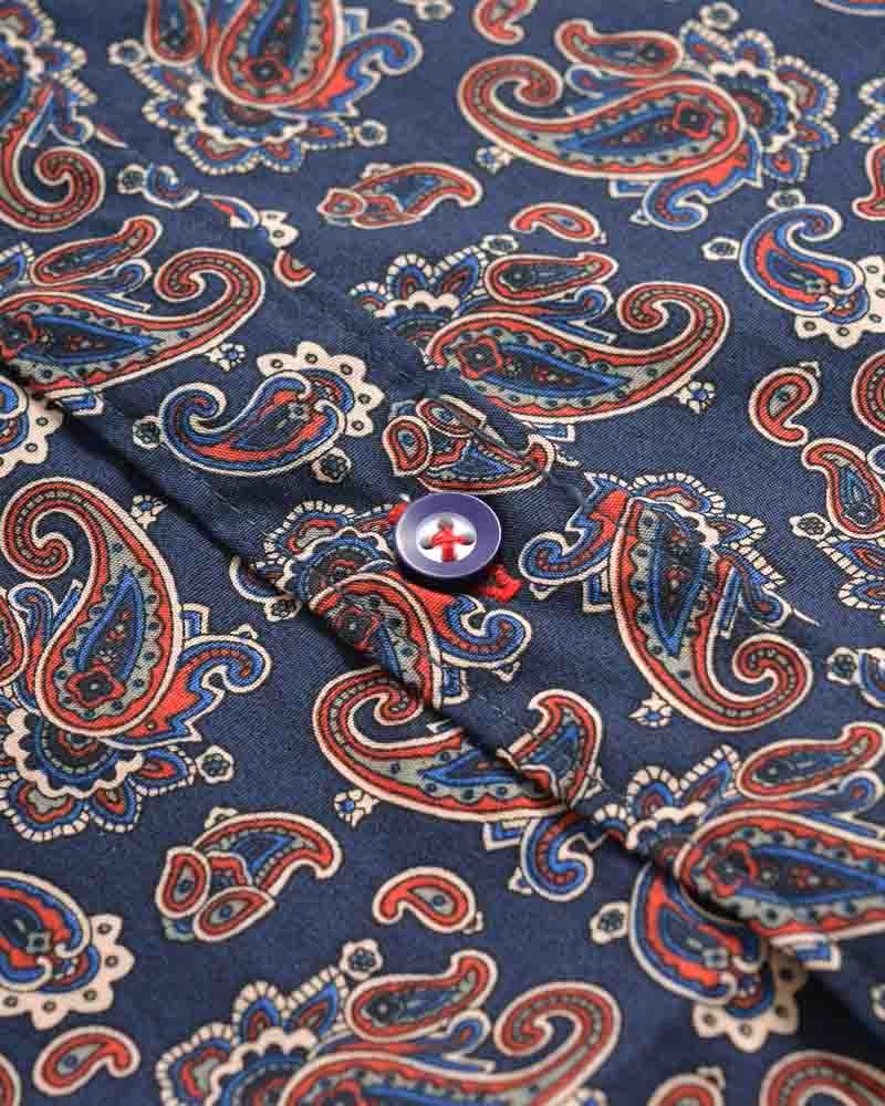 Lambretta Long Sleeve Paisley Shirt Navy - 015 - Image 5
