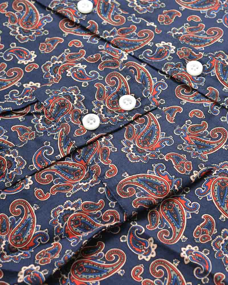 Lambretta Long Sleeve Paisley Shirt Navy - 015 - Image 6