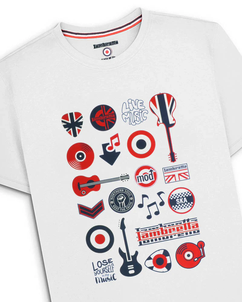 Lambretta Music Icon Tee White - 339 - Image 4