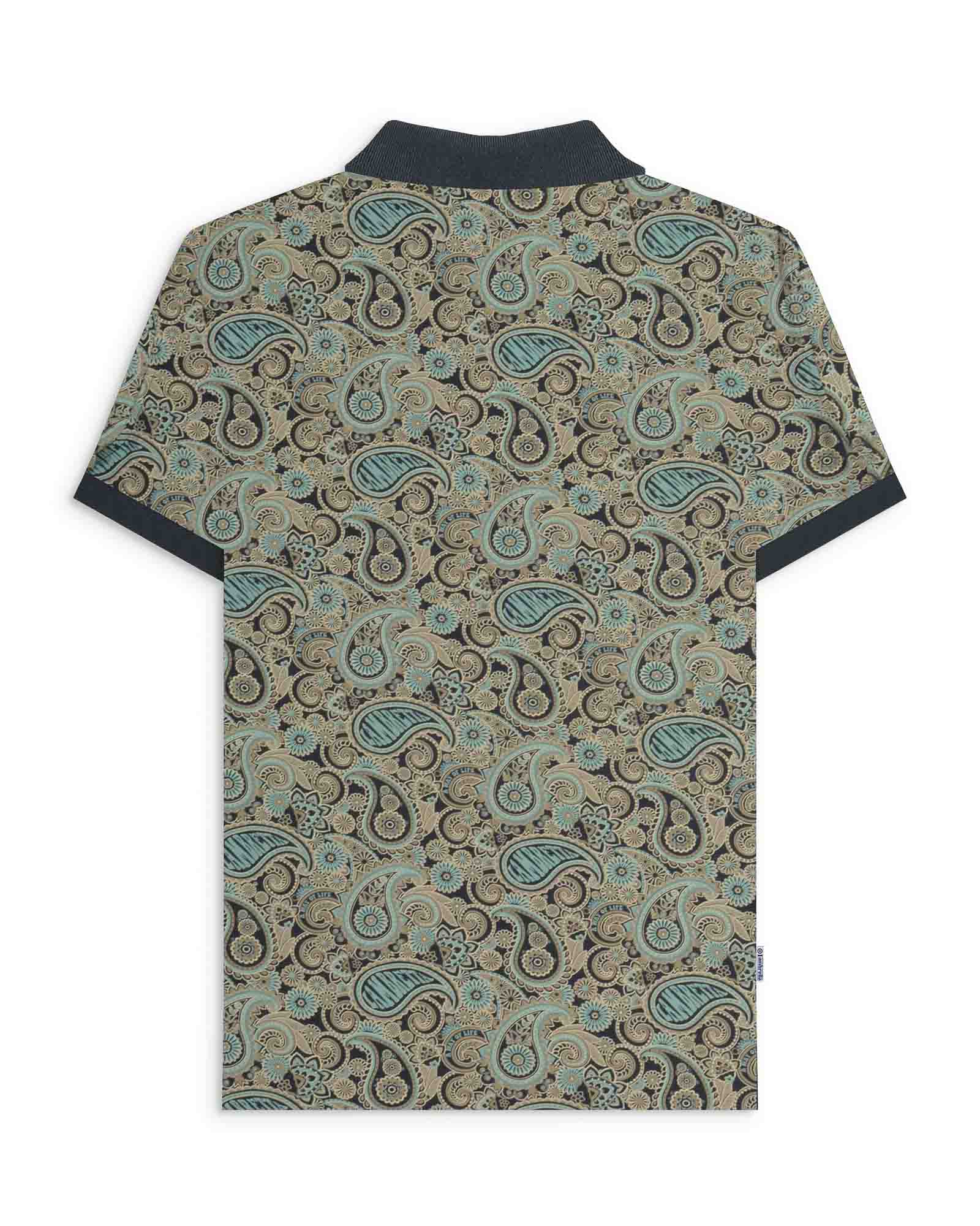Lambretta Paisley Brand Polo Navy Cameo/Blue - 176 - Image 3