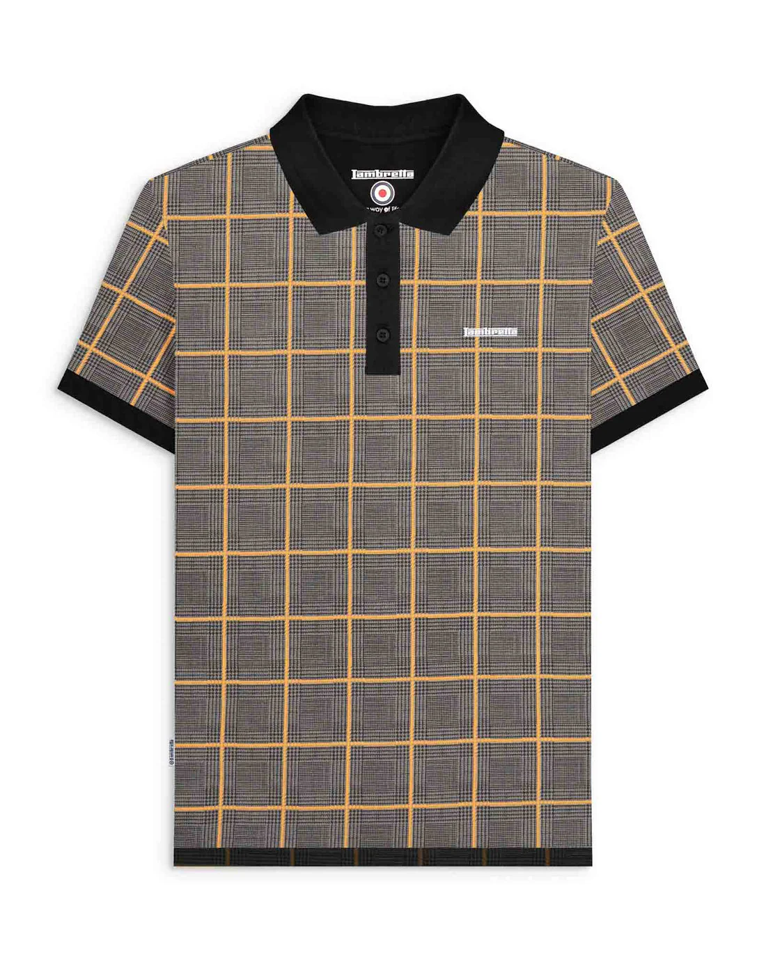 Lambretta Prince Of Wales Check Polo Steel Grey - 112 - Image 2