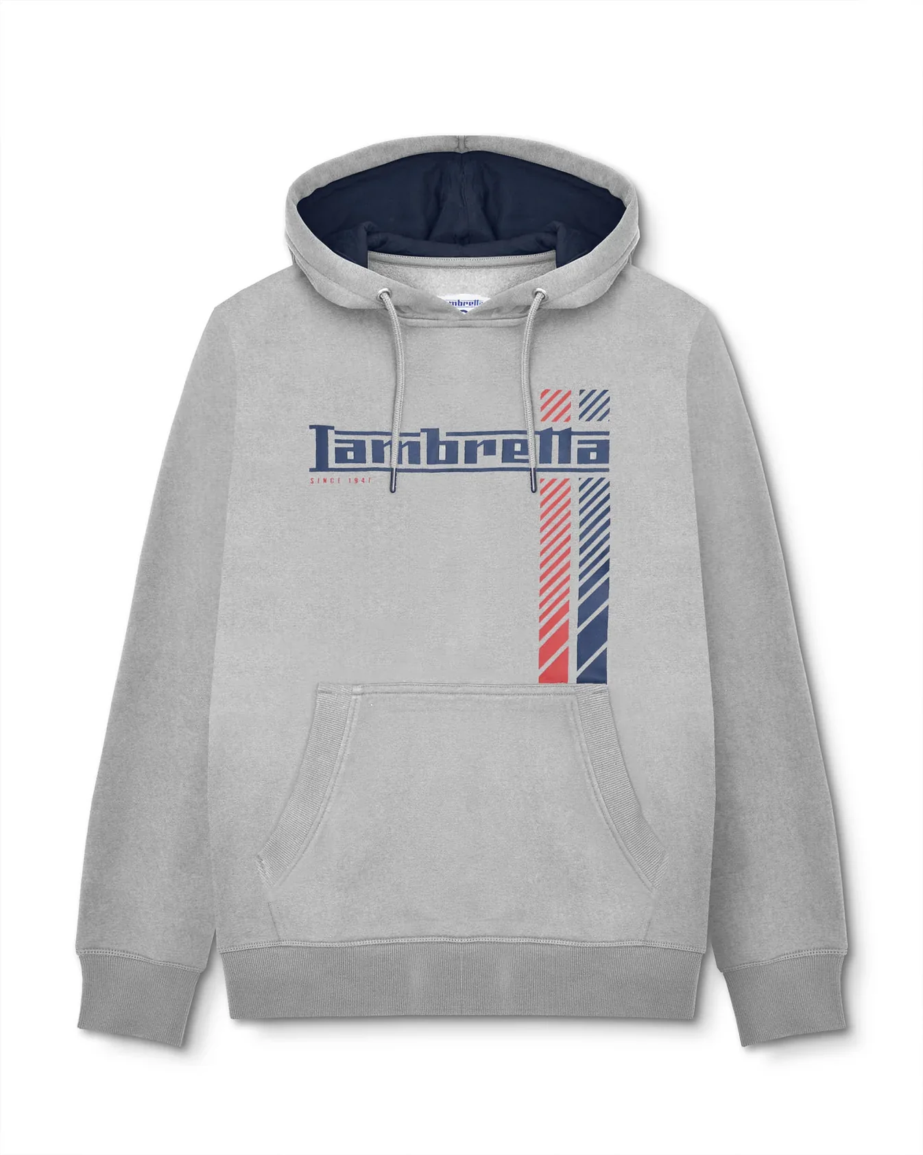 Lambretta Racing Stripe Hoodie Marl Grey - 561 - Image 2