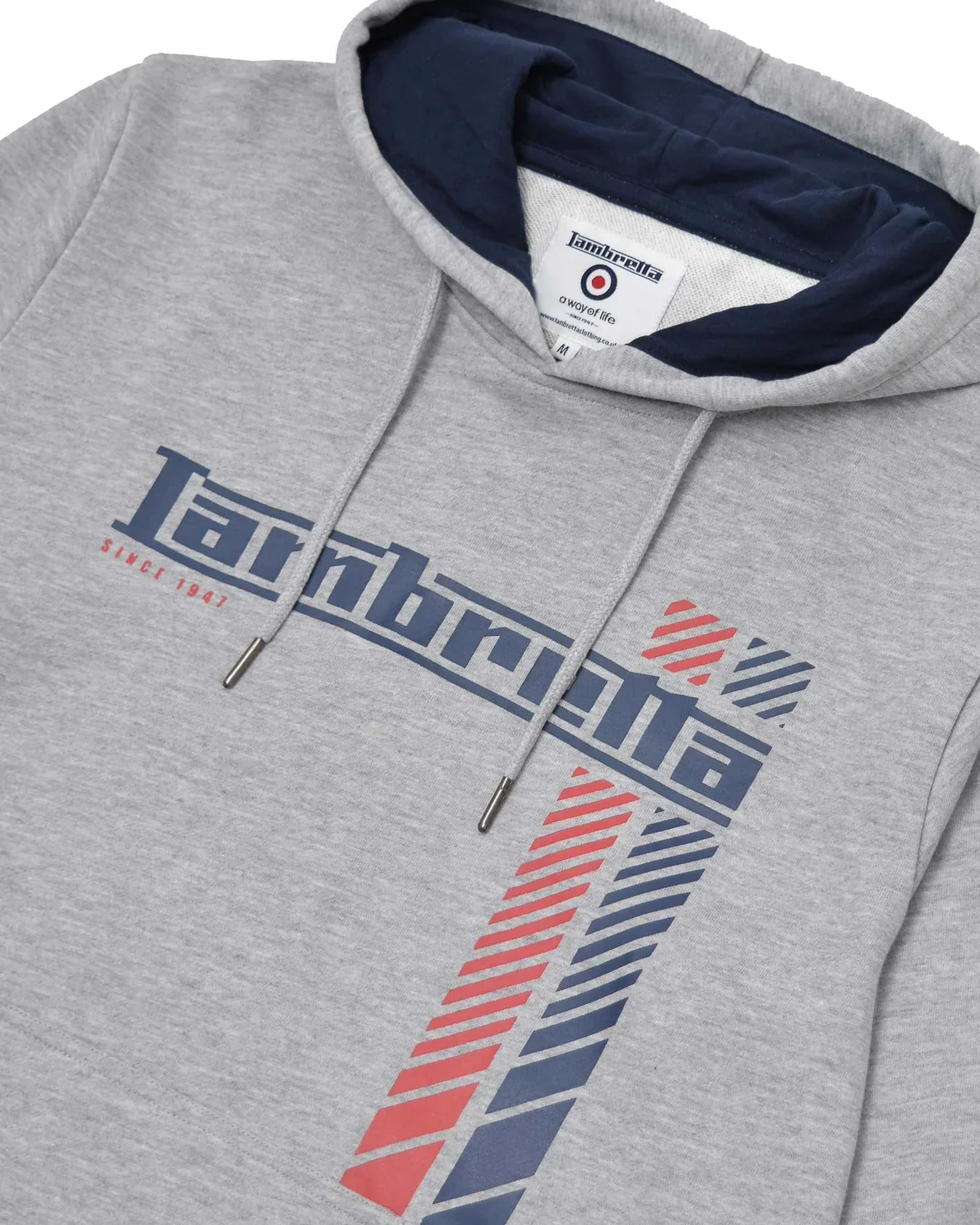 Lambretta Racing Stripe Hoodie Marl Grey - 561 - Image 4