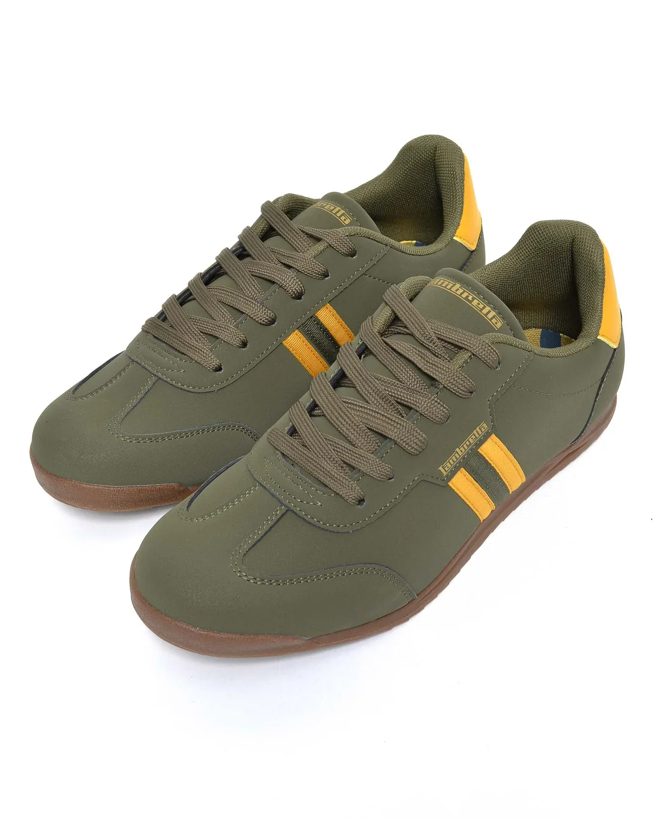 Lambretta Retro Style Tackle Trainers Khaki/Gold - 1523