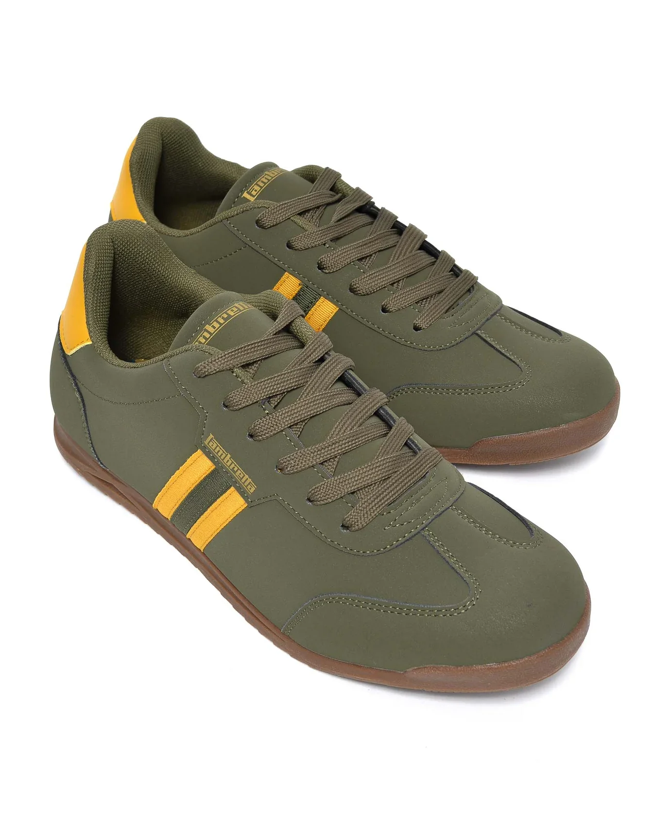 Lambretta Retro Style Tackle Trainers Khaki/Gold - 1523 - Image 2
