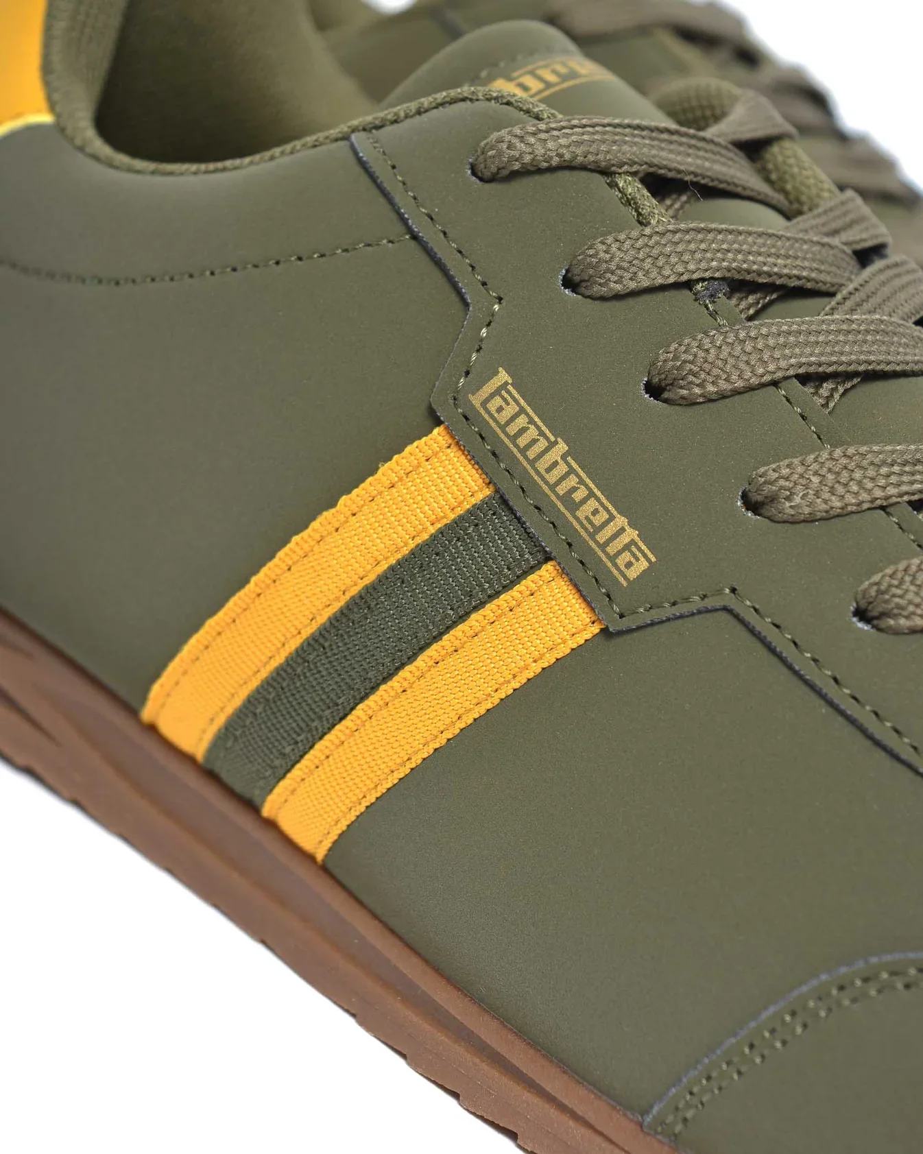 Lambretta Retro Style Tackle Trainers Khaki/Gold - 1523 - Image 3