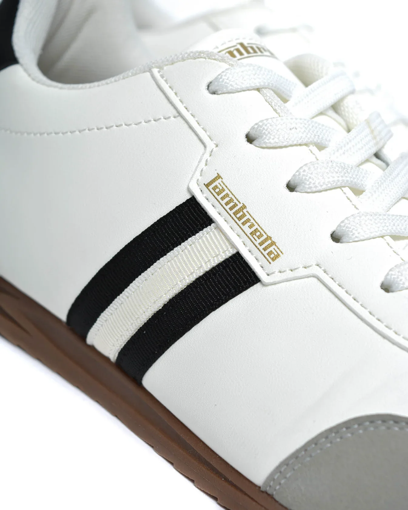 Lambretta Retro Style Tackle Trainers White/Black - 1525 - Image 4