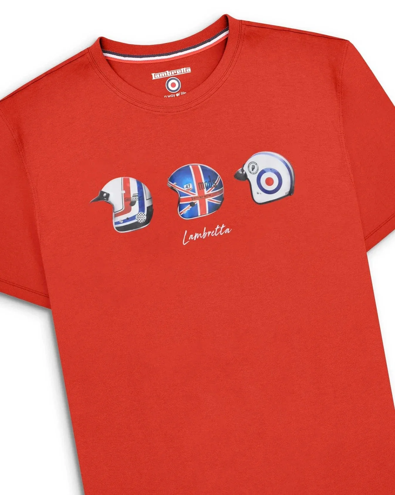 Lambretta Scooter Helmet Tee Red - 160 - Image 3