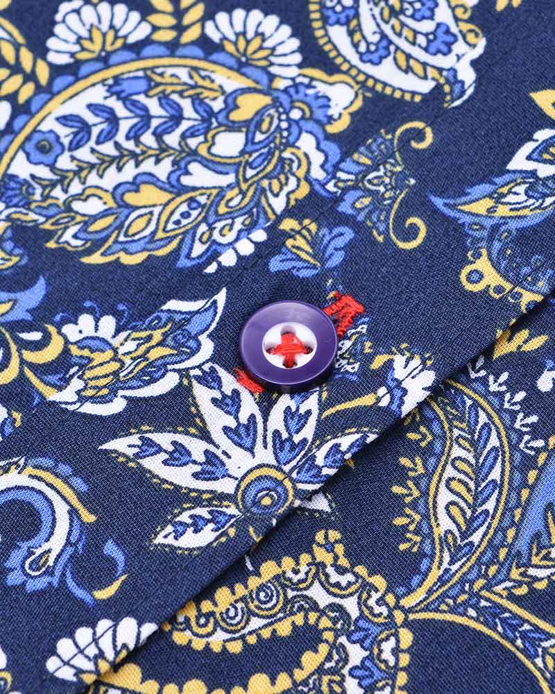 Lambretta SS Paisley Shirt Navy/White - 077 - Image 2