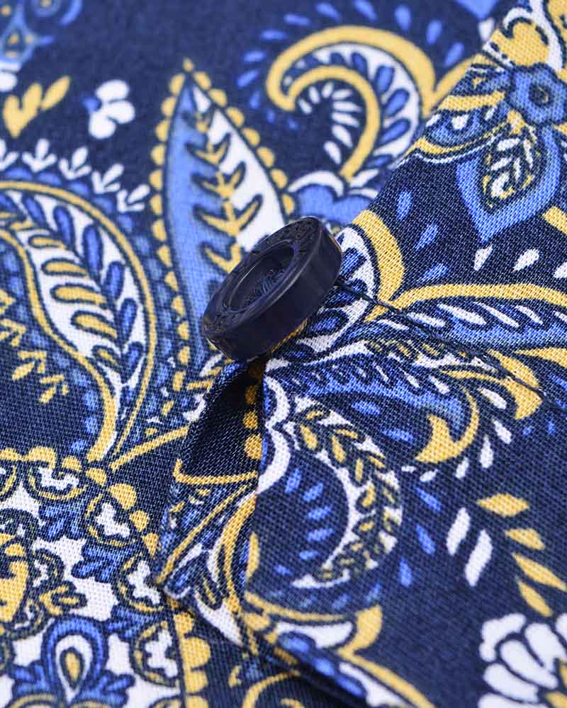 Lambretta SS Paisley Shirt Navy/White - 077 - Image 3