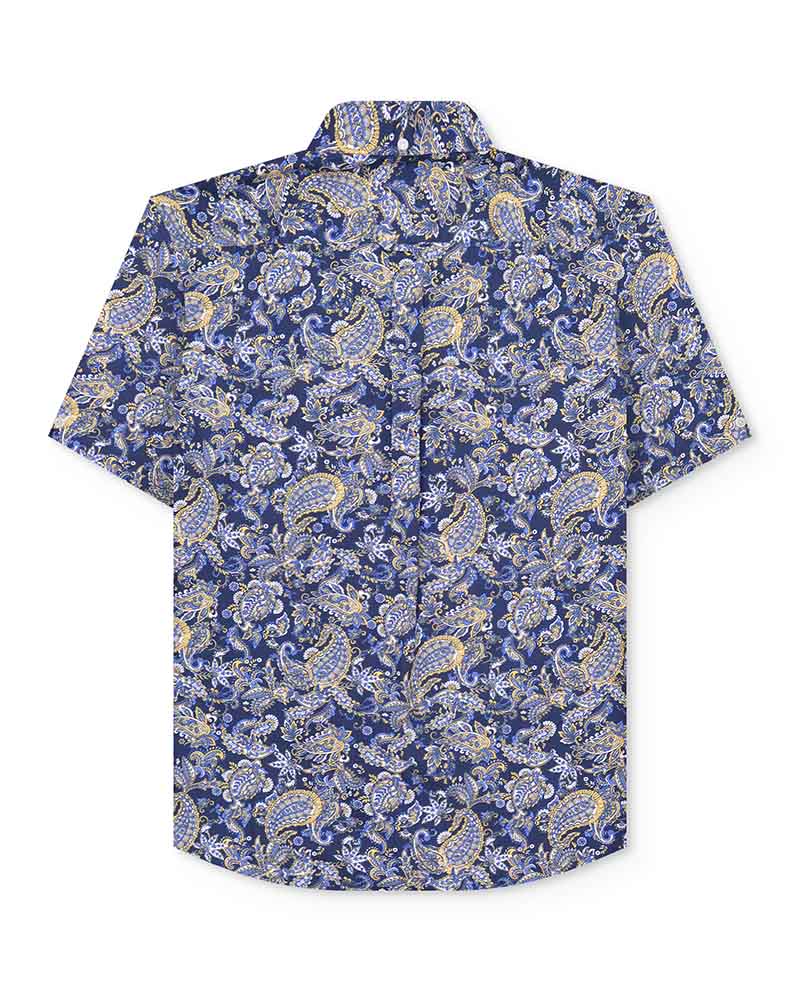 Lambretta SS Paisley Shirt Navy/White - 077 - Image 4