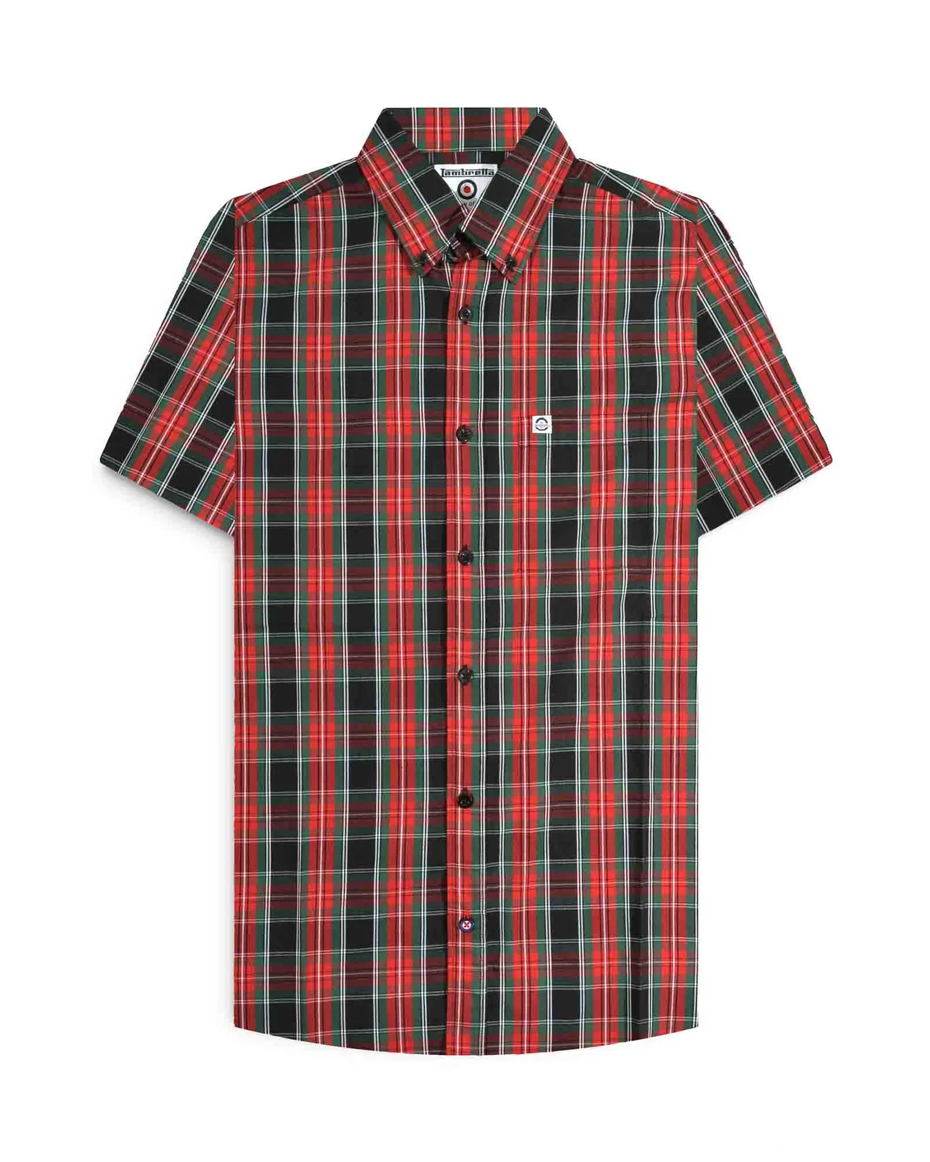 Lambretta SS Check Shirt Black/Red/Green - 269 - Image 2