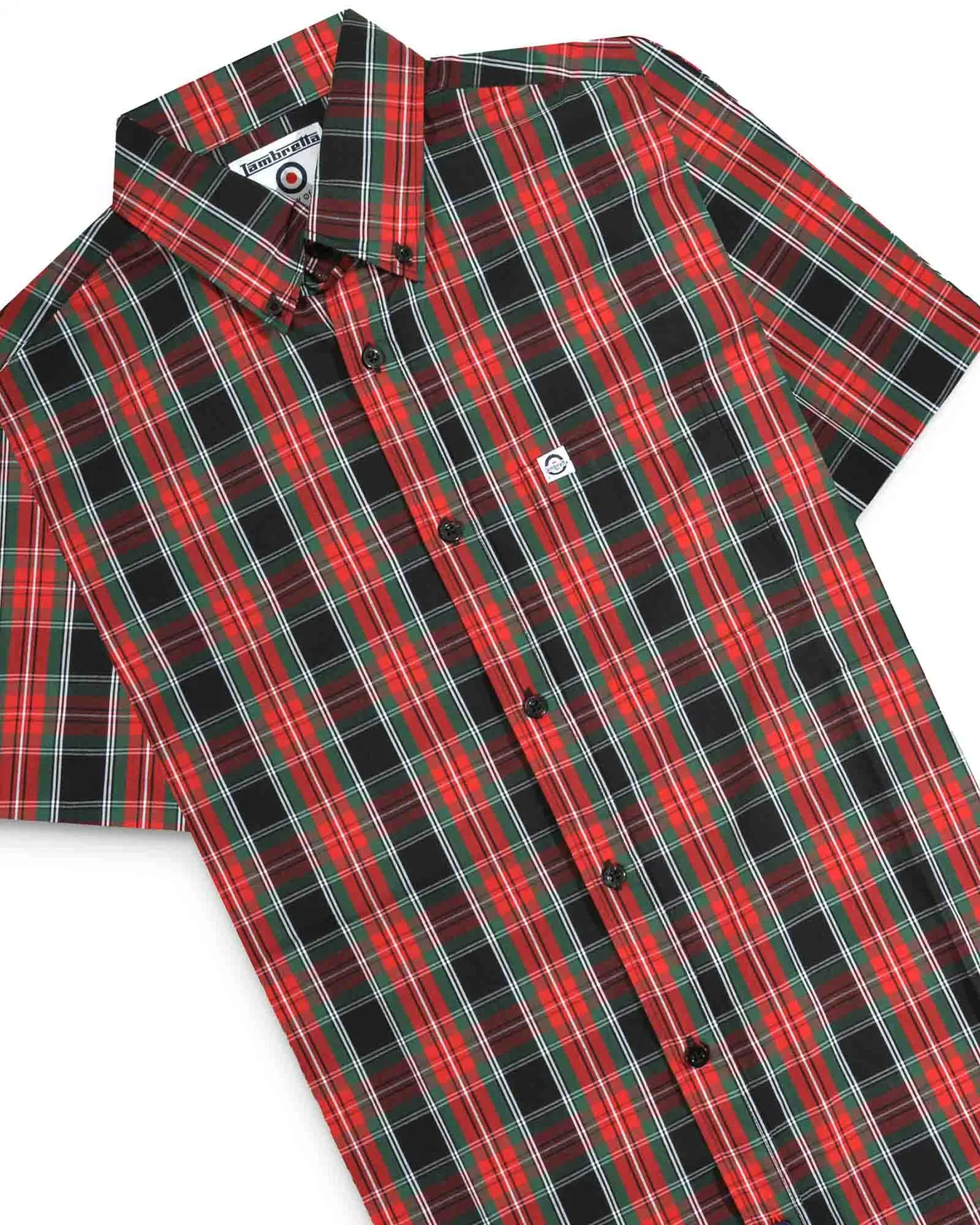 Lambretta SS Check Shirt Black/Red/Green - 269 - Image 4