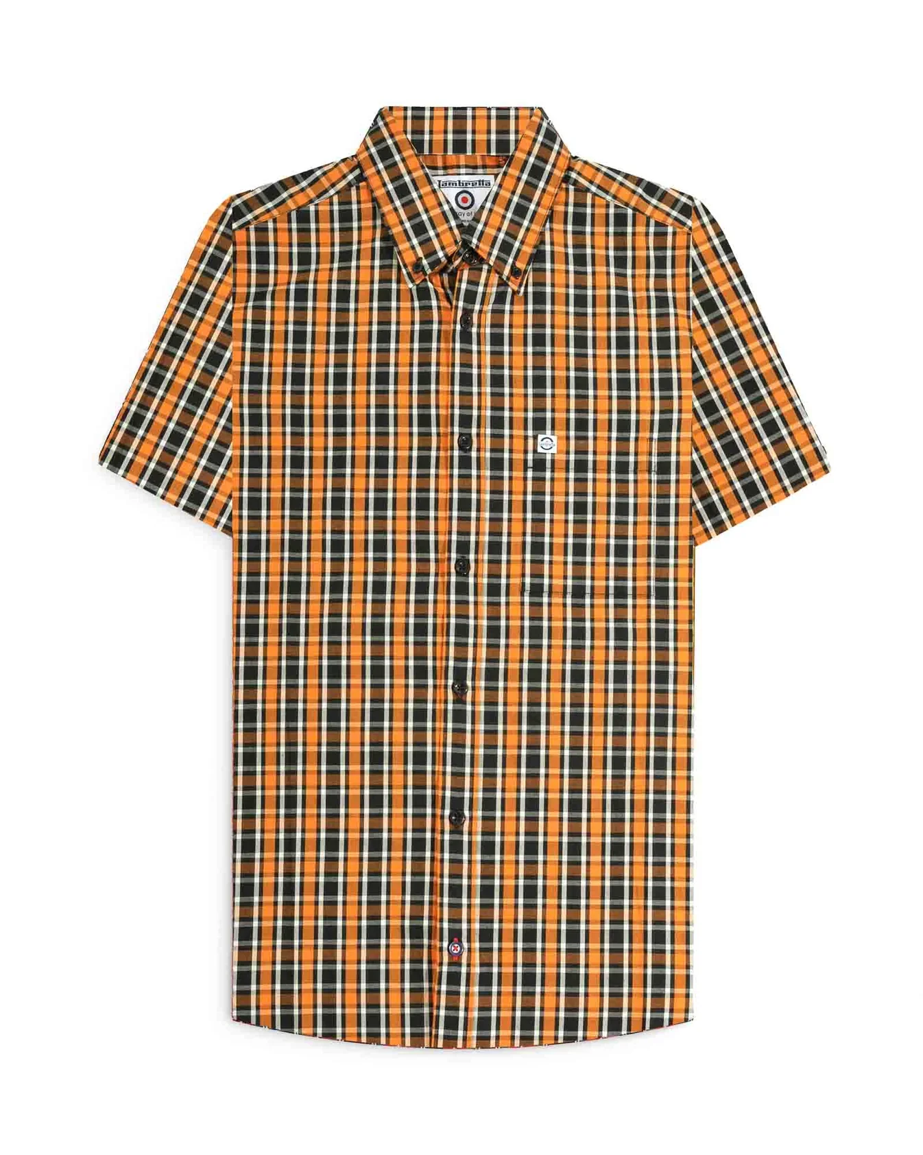 Lambretta SS Check Shirt Black/White/Orange - 116 - Image 2
