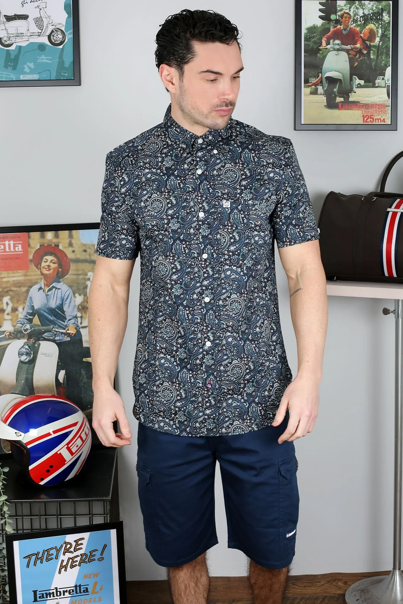 Lambretta SS Paisley Shirt Black/Grey/Blue - 122