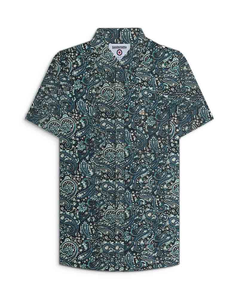 Lambretta SS Paisley Shirt Black/Grey/Blue - 122 - Image 2