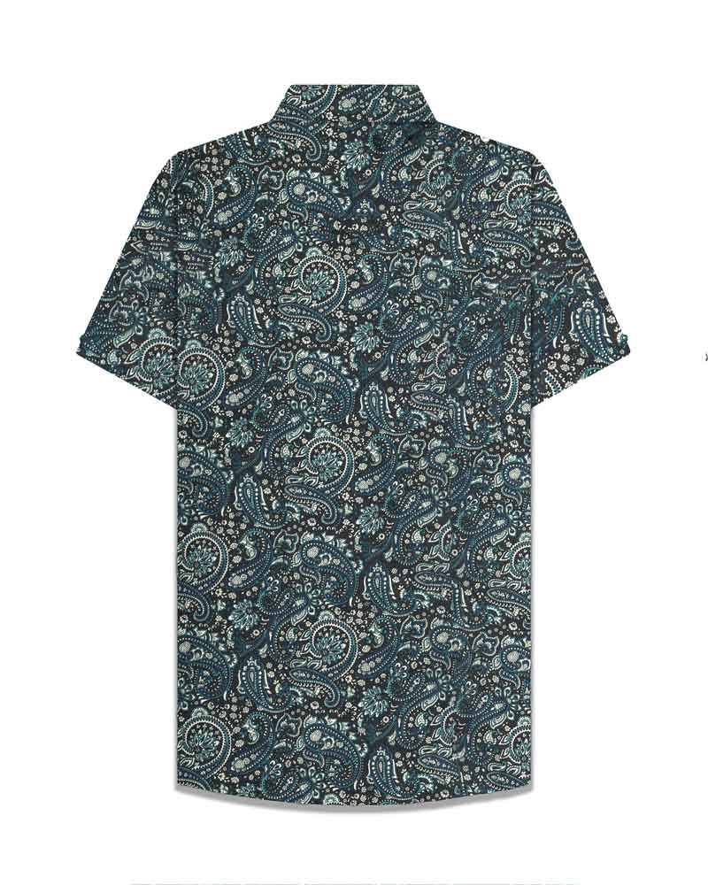 Lambretta SS Paisley Shirt Black/Grey/Blue - 122 - Image 3