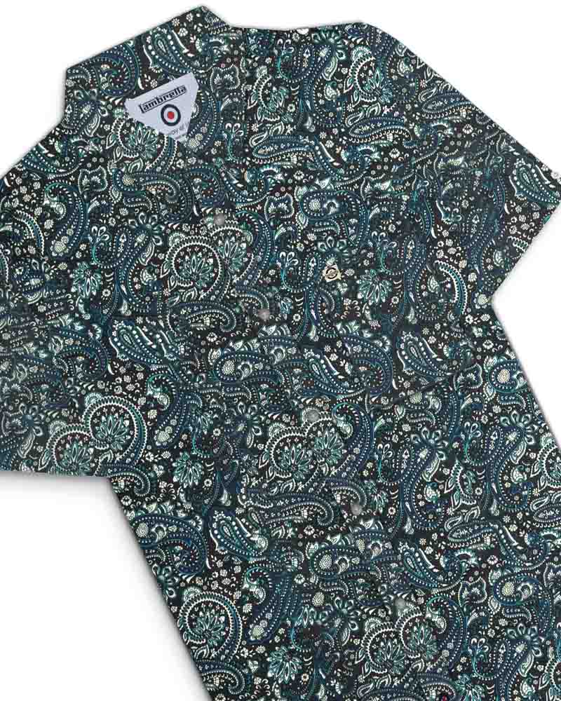 Lambretta SS Paisley Shirt Black/Grey/Blue - 122 - Image 4