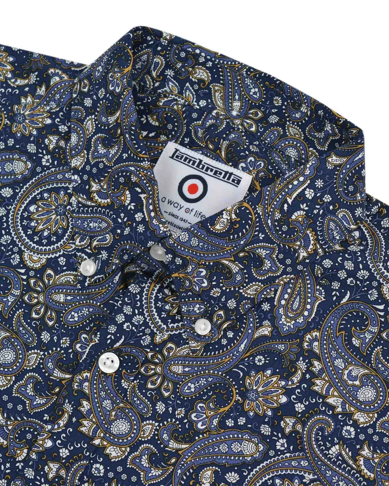 Lambretta SS Paisley Shirt Navy - 263 - Image 4