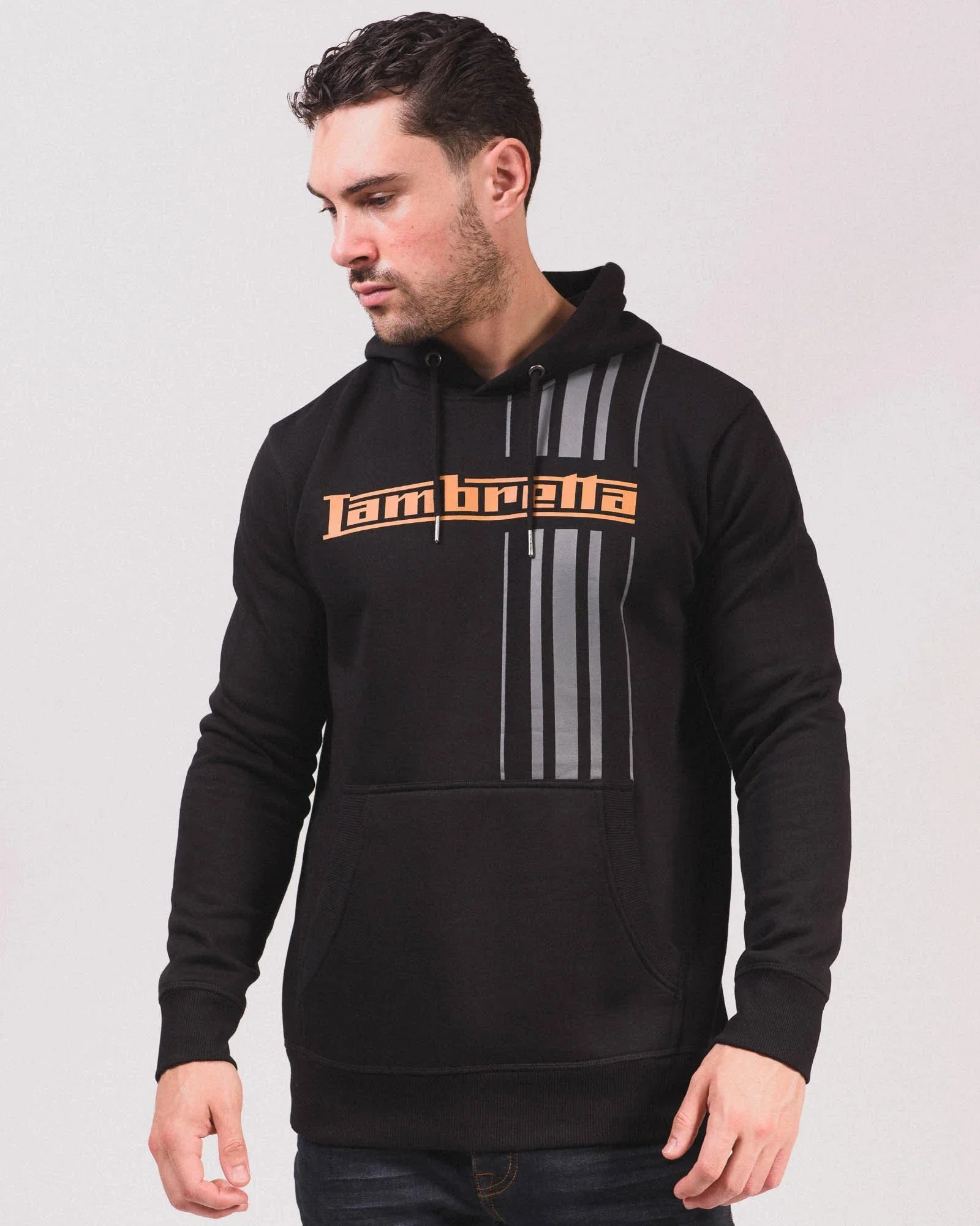 Lambretta Stripe Hoodie Black - 489