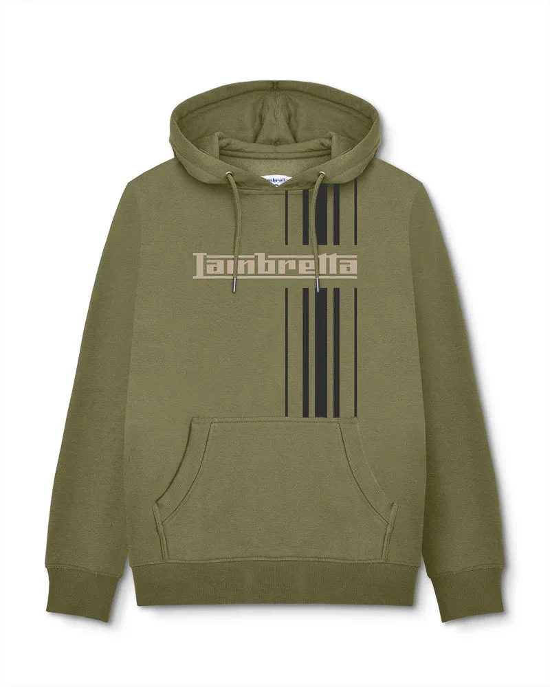 Lambretta Stripe Hoodie Khaki - 491 - Image 2