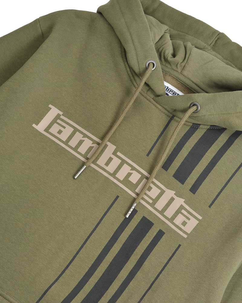 Lambretta Stripe Hoodie Khaki - 491 - Image 3