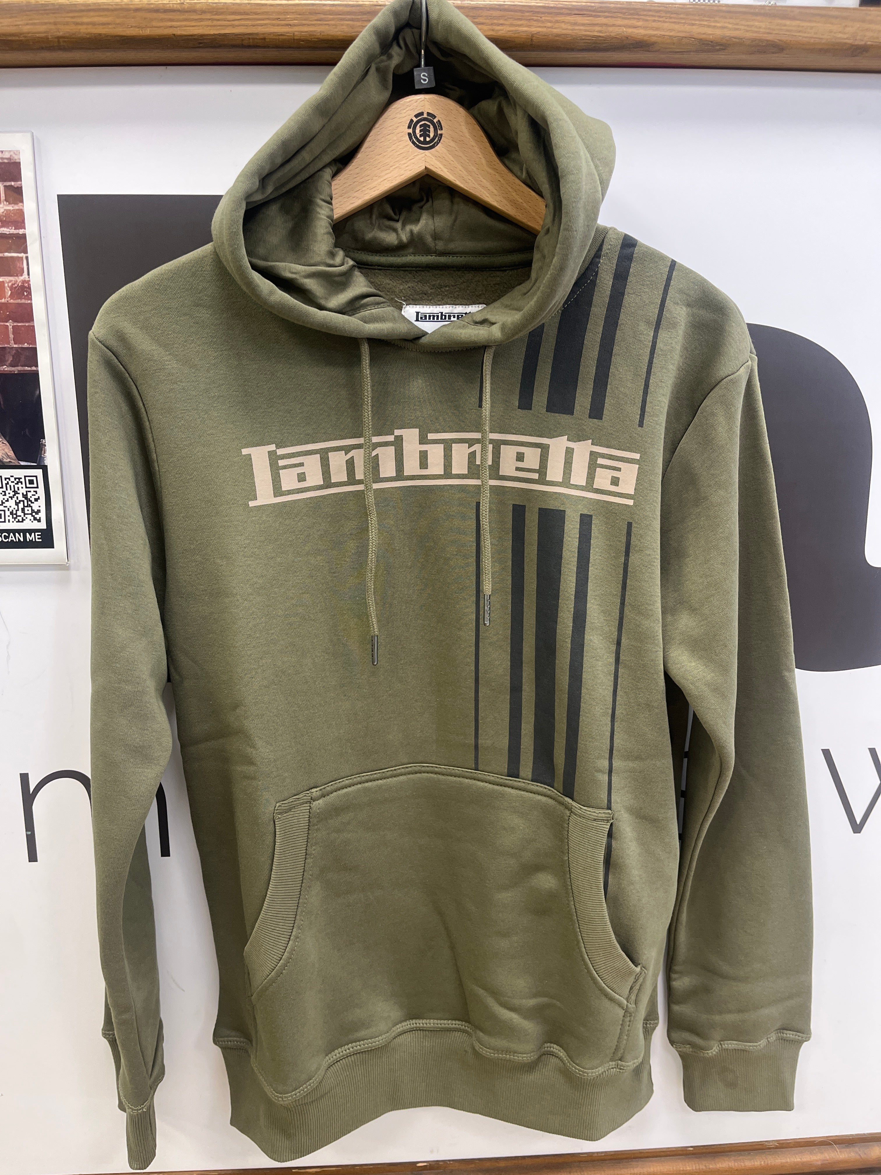 Lambretta Stripe Hoodie Khaki - 491 - Image 4