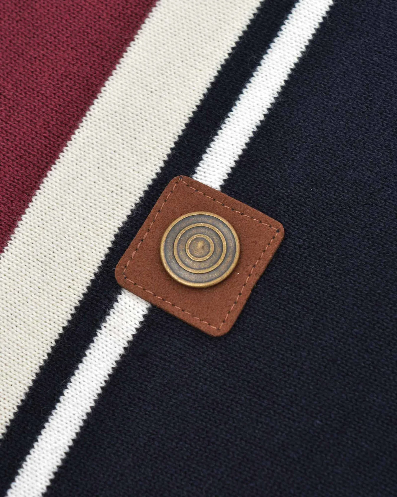 Lambretta Greco Striped SS Knit Polo Navy/Burgundy - 052 - Image 3