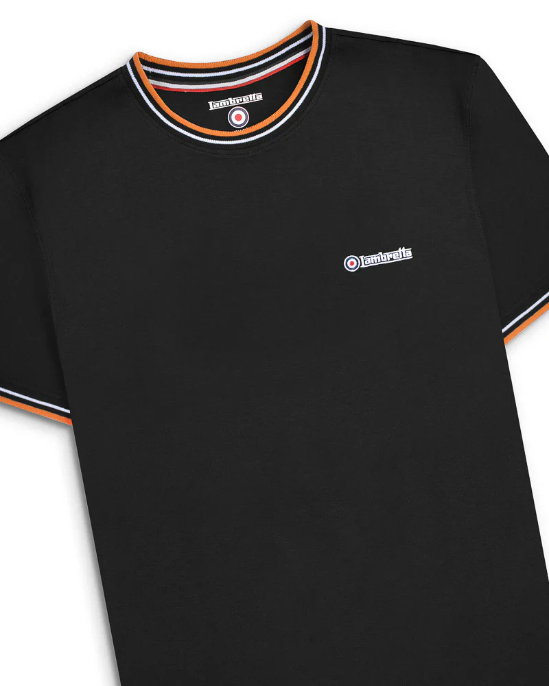 Lambretta Triple Tipped Pique Tee Black - 353 - Image 4