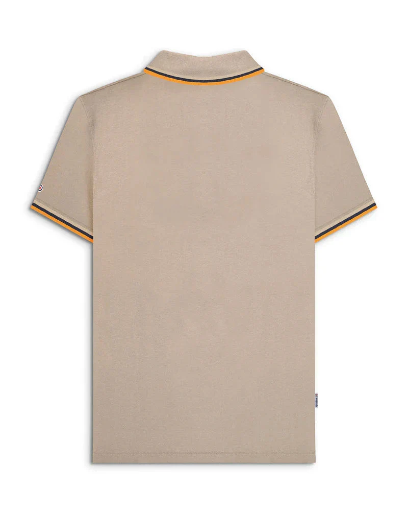 Lambretta Triple Tipped Polo Cashew Stone/Navy/Orange - 040 - Image 2