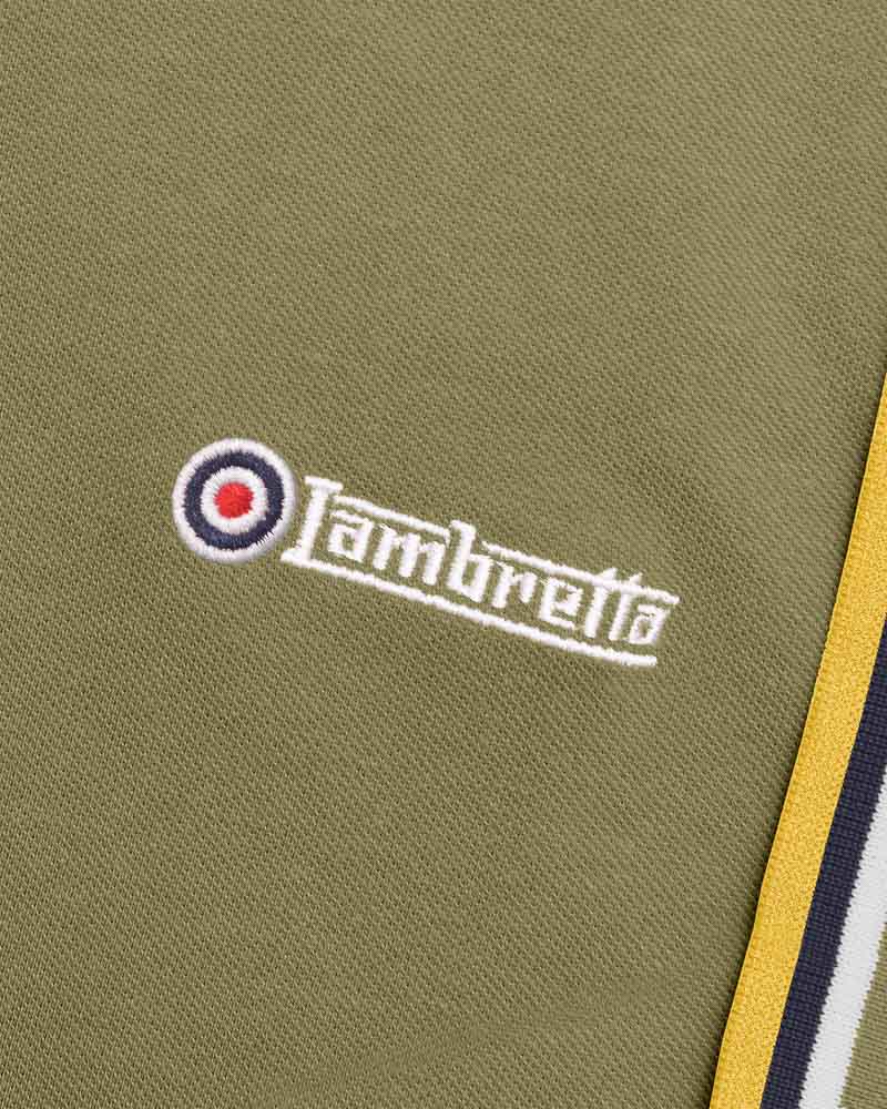 Lambretta Triple Tipped Polo Khaki White/Navy/Gold- 035 - Image 4